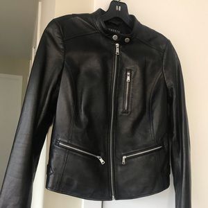 NWOT Lauren Black Leather Moto Jacket Sz 4